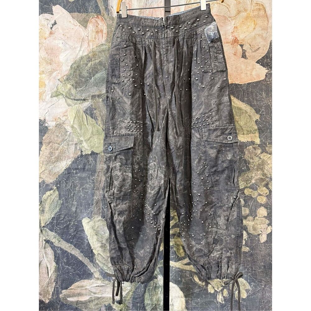 New Free People Fly Away Studded Parachute Pants Size 0 - Picture 3 of 7